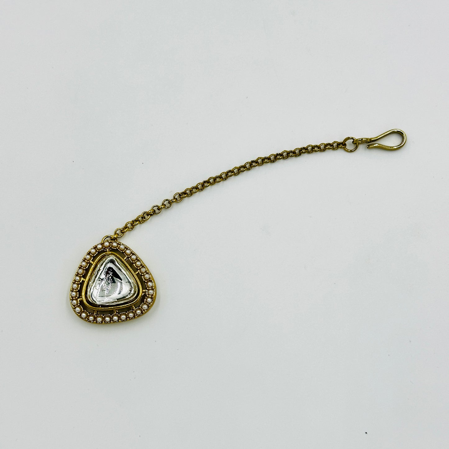 Antique Gold-Plated Kundan Necklace Set with Square & Teardrop Stones