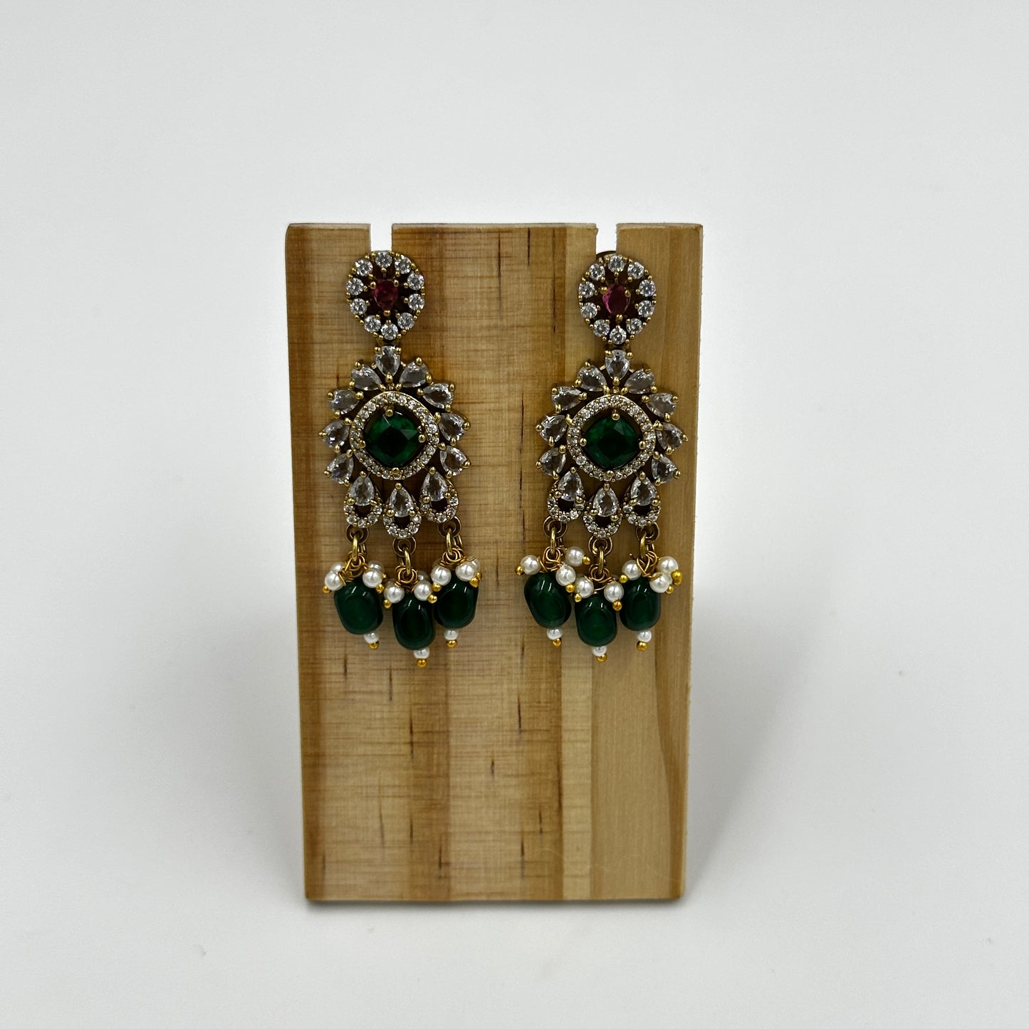 Green Stone Choker Necklace Set with Earrings – Ethnic Bridal Jewelry