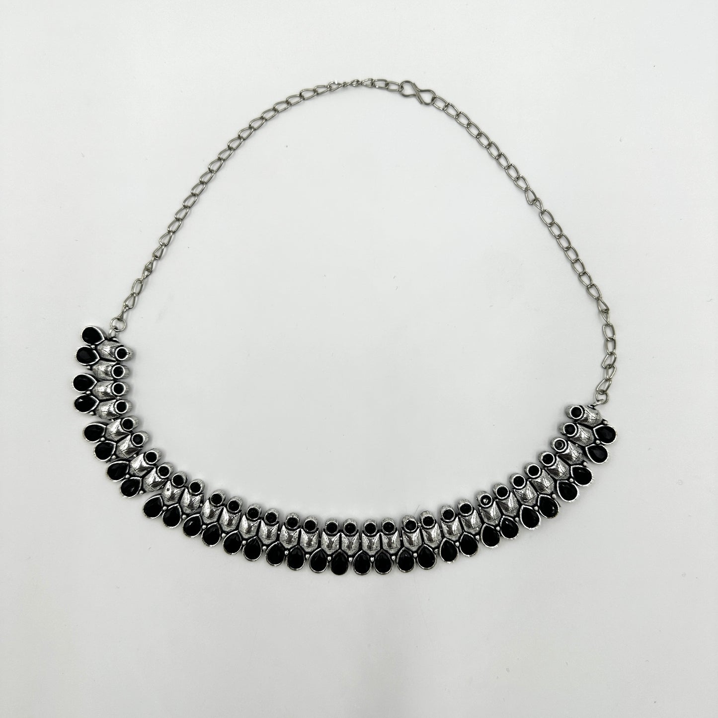 Elegant Black Stone Oxidized Necklace Set with Earrings – Traditional Choker Jewelry
