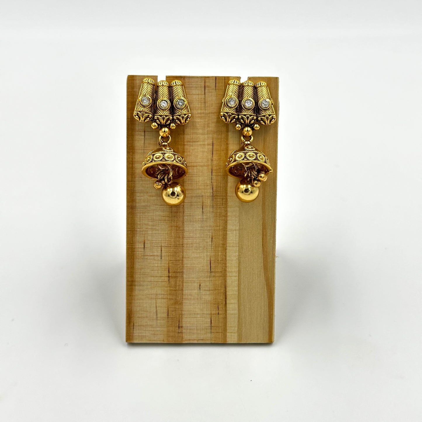 Traditional Gold-Plated Choker Necklace Set with Jhumka Earrings – Antique Temple Jewelry Design