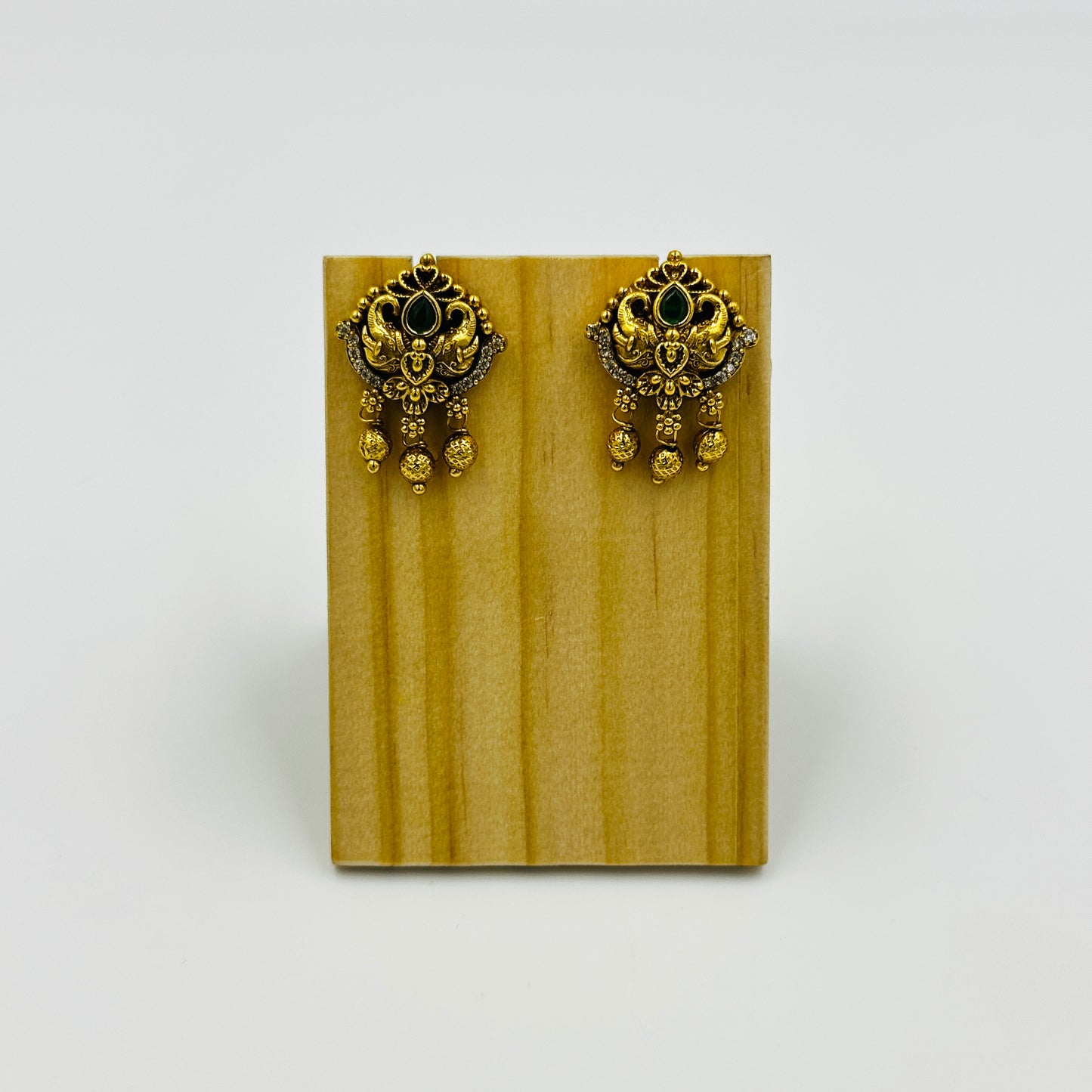 Antique Gold-Toned Temple Necklace Set with Earrings
