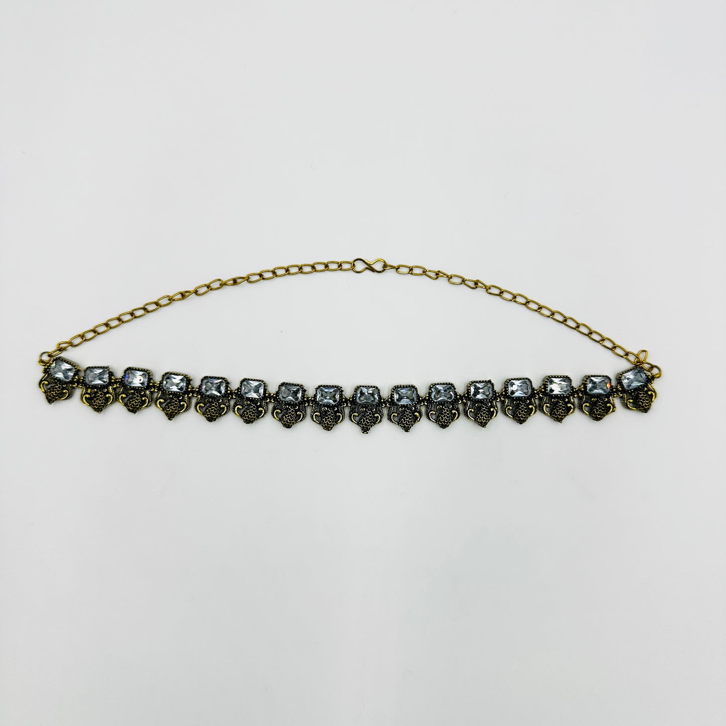 Antique Silver-Tone Choker Necklace Set with Earrings