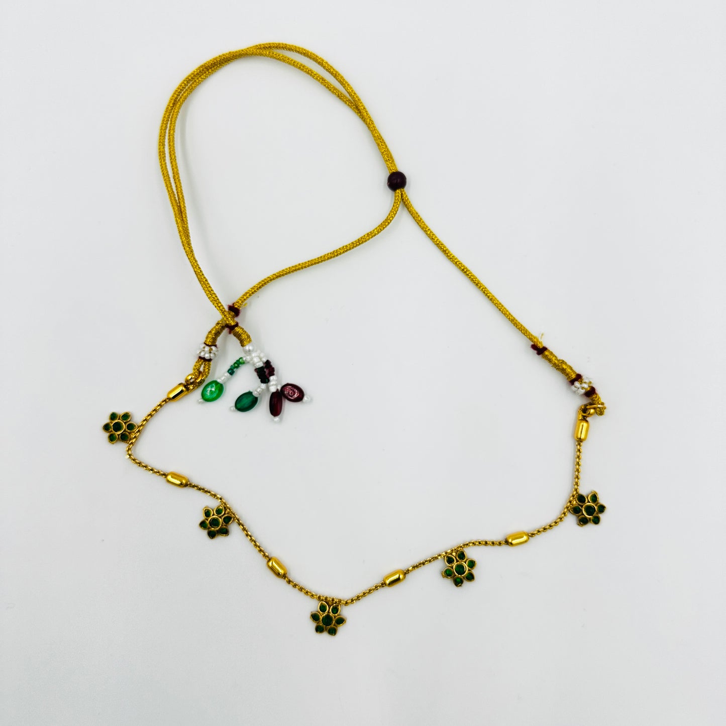 Green Floral Necklace Set with Matching Earrings – Traditional Ethnic Jewelry