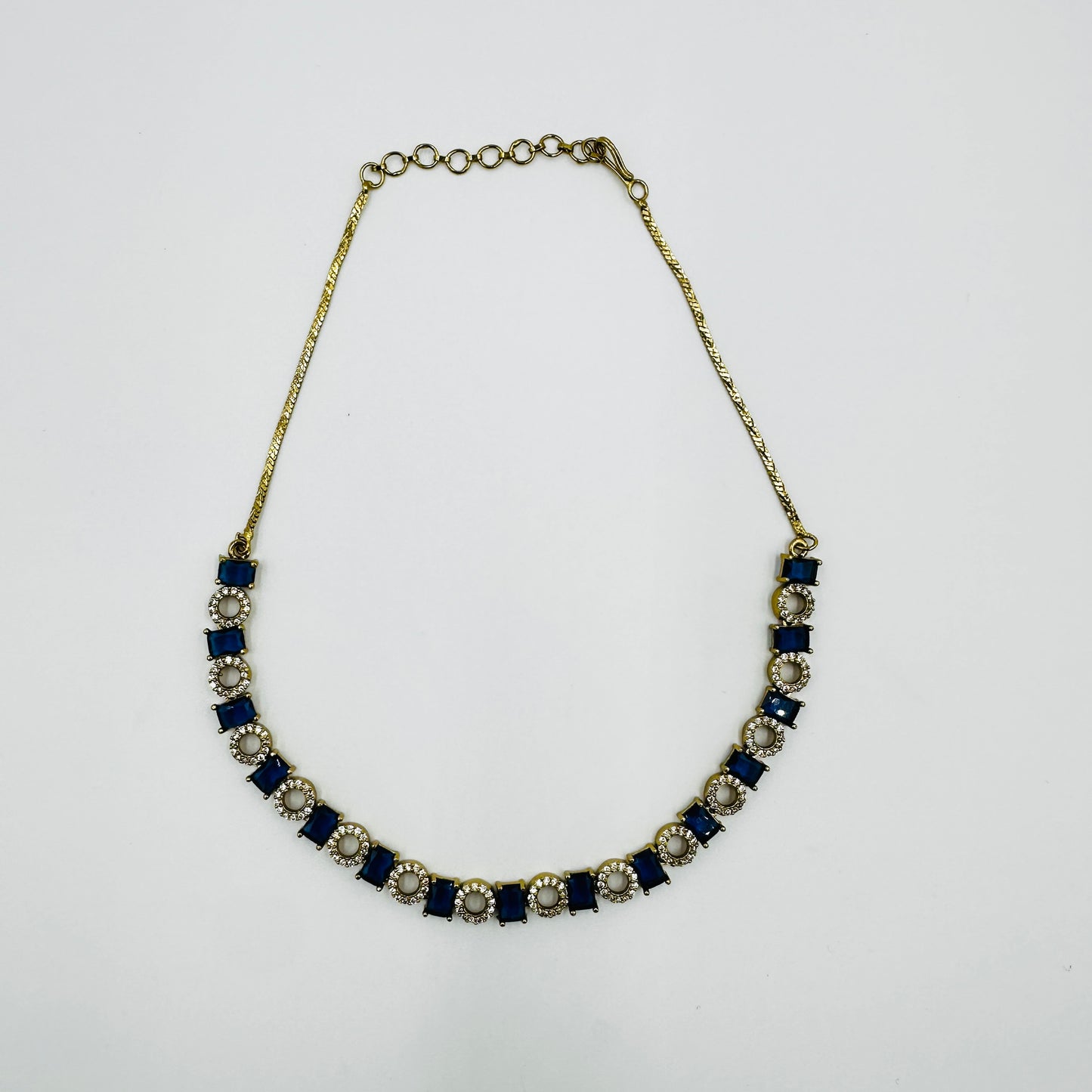 Blue Stone Studded Necklace Set with Matching Earrings
