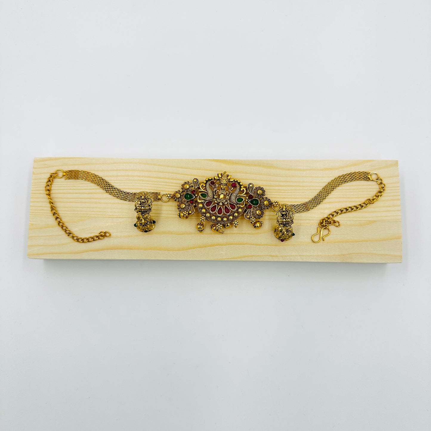 Antique Gold-Plated Temple Jewelry Vanki Style Bracelet with Earrings
