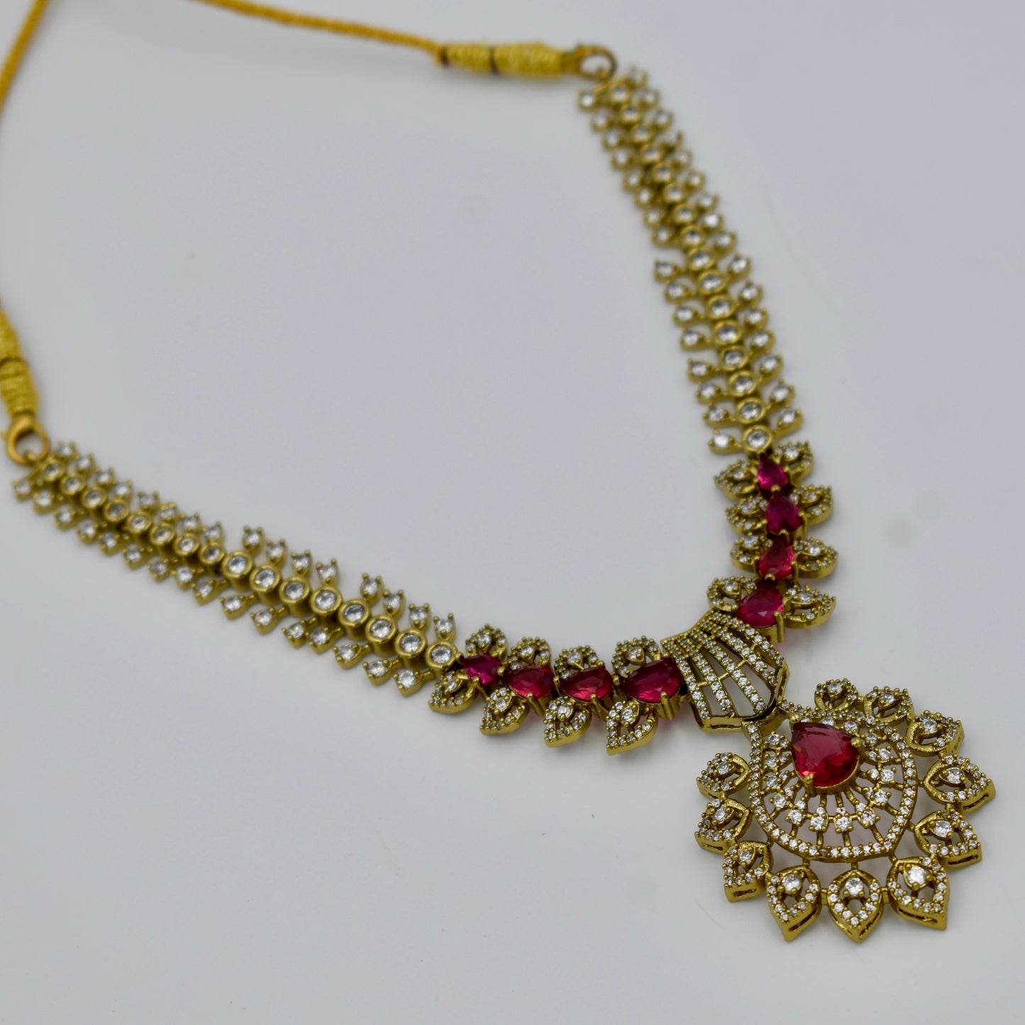 Royal Ruby Stone Necklace Set – Imitation Gold Finish