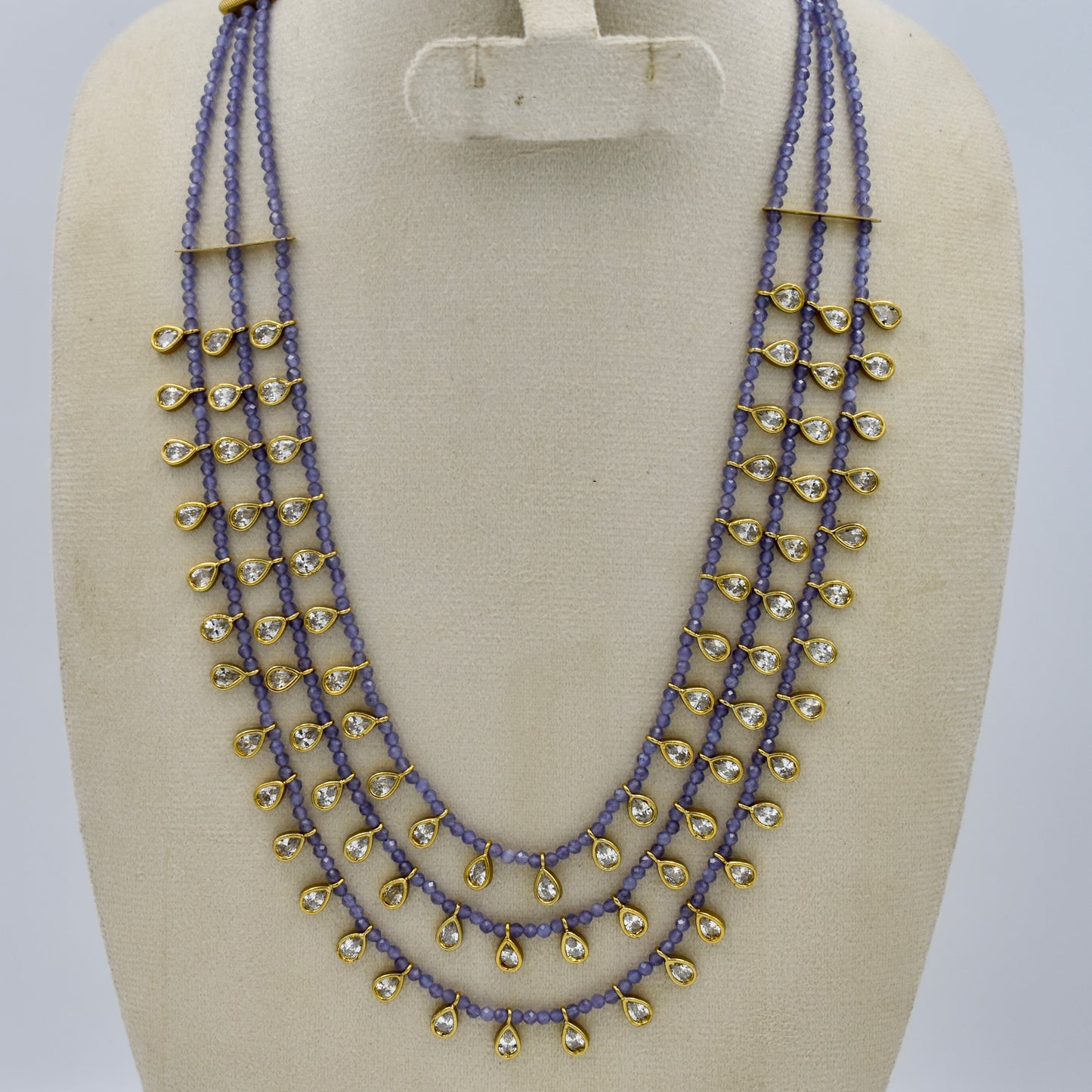 Lavender Luxe Layered Necklace – Kundan Teardrop Design