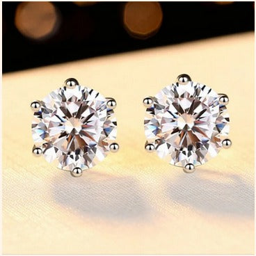 Classic Sparkle Solitaire Stud Earrings – Imitation Diamond
