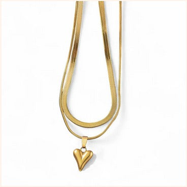 Layered Gold Heart Pendant Necklace – Imitation Jewelry