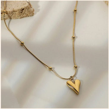 Gold Heart Pendant Necklace โ Imitation Jewelry