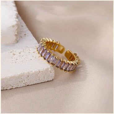 Lavender Baguette Adjustable Ring – Elegant Imitation Jewellery