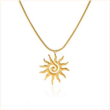 Radiant Sun Pendant Necklace – Imitation Gold Finish