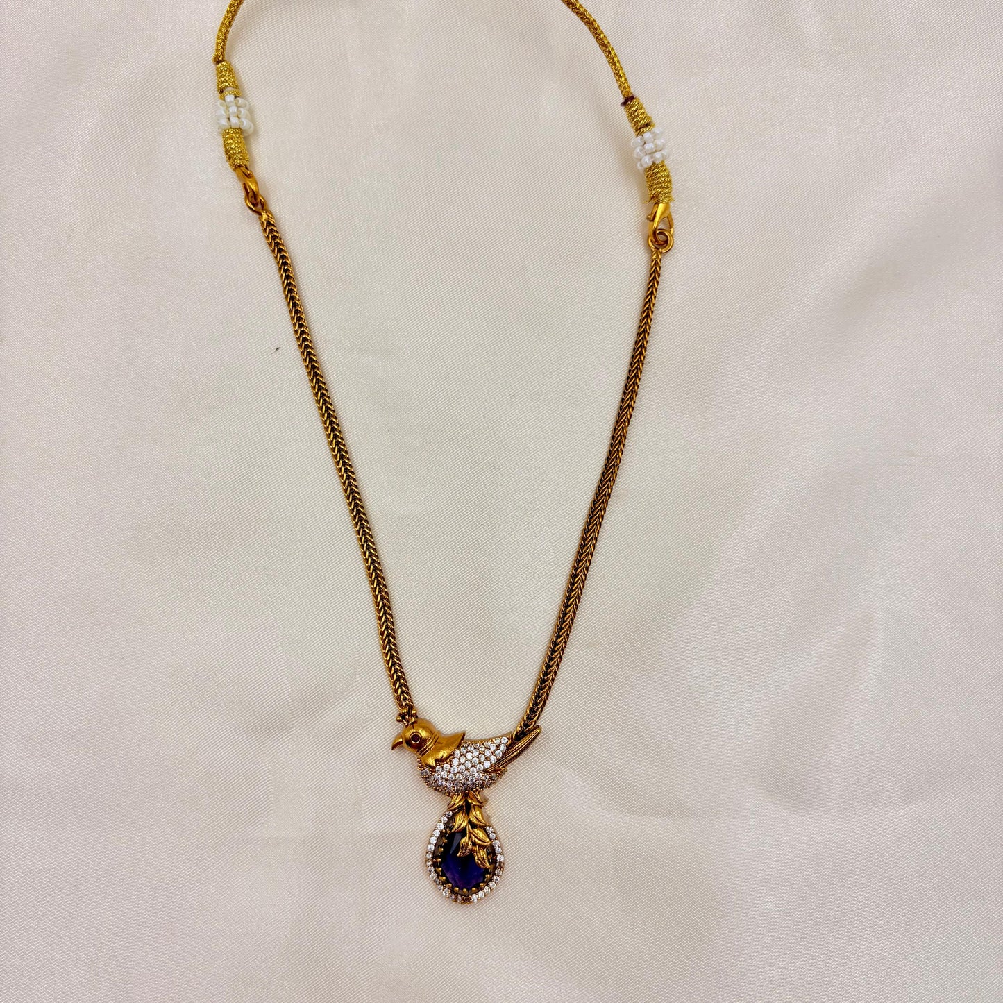 Blue Stone Bird Pendant Necklace Set