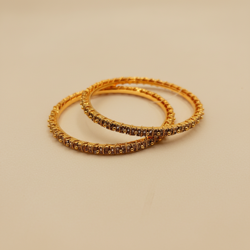 Classic CZ Line Gold Bangles – Premium Sparkle Finish