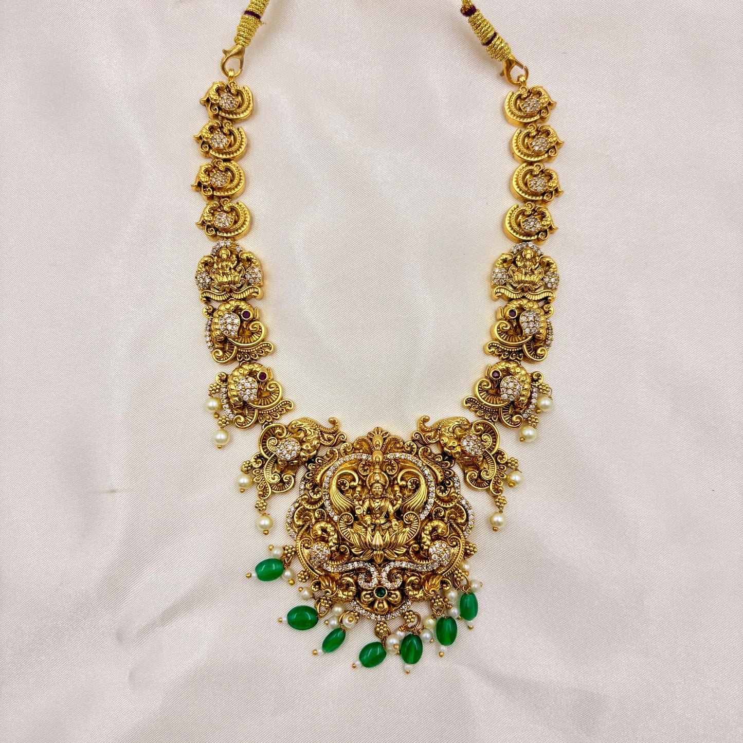 ✨ Antique Lakshmi Temple Necklace Set | Premium Micro Gold Polish