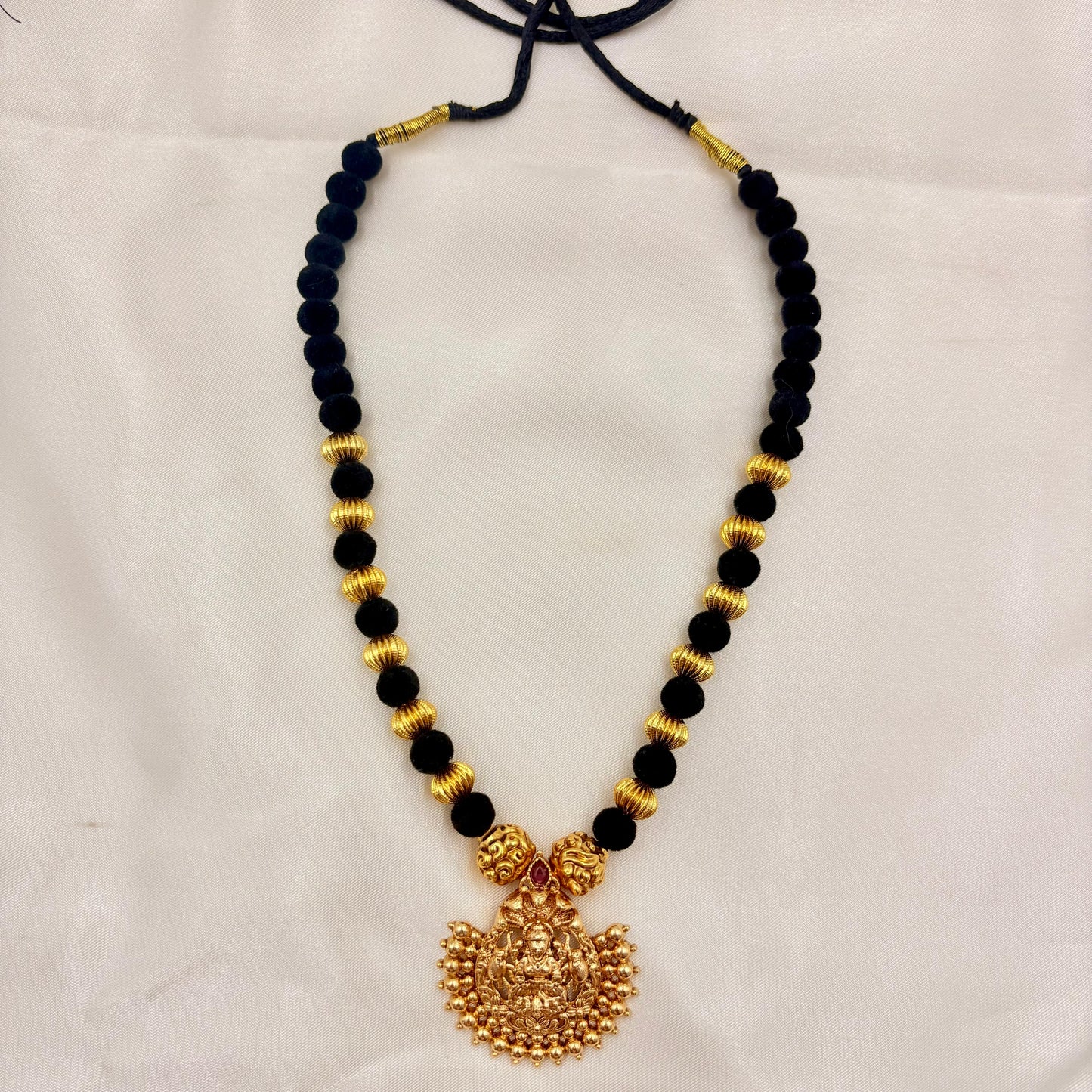 Lakshmi Temple Design Gold-Plated Mangalsutra Set