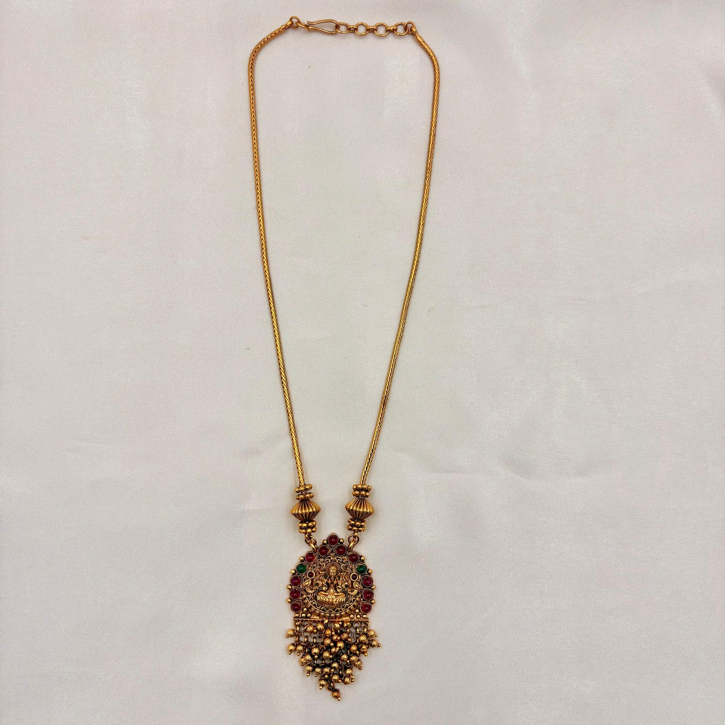 Antique Lakshmi Temple Pendant Long Necklace Set