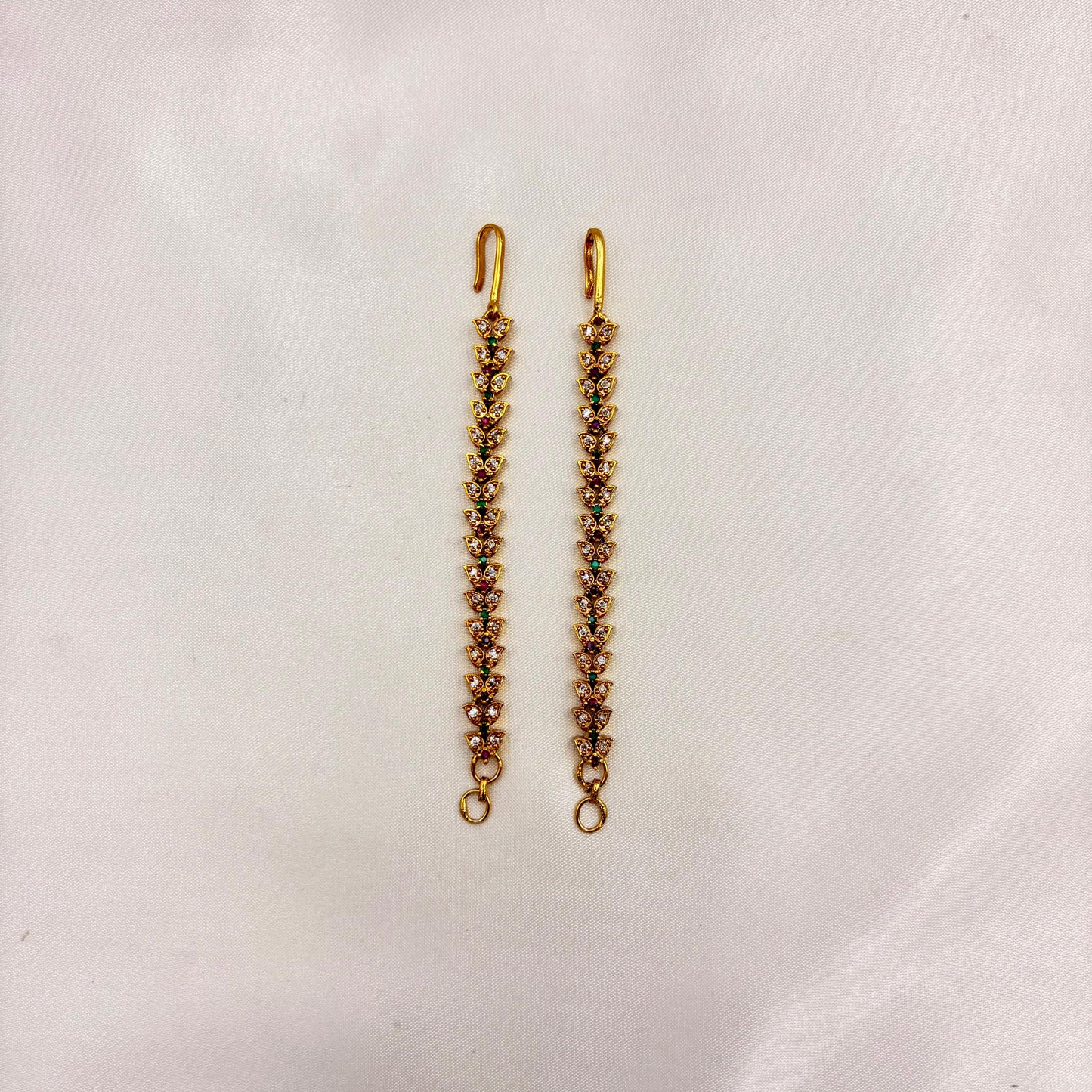 Antique Gold Stone Matti – Traditional Bridal Hair Mattal with Ruby, Emerald & White Stones