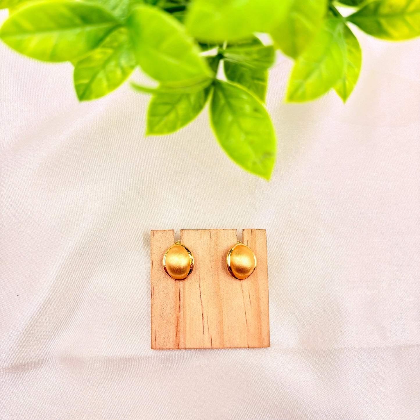 Classic Matte Gold Oval Stud Earrings