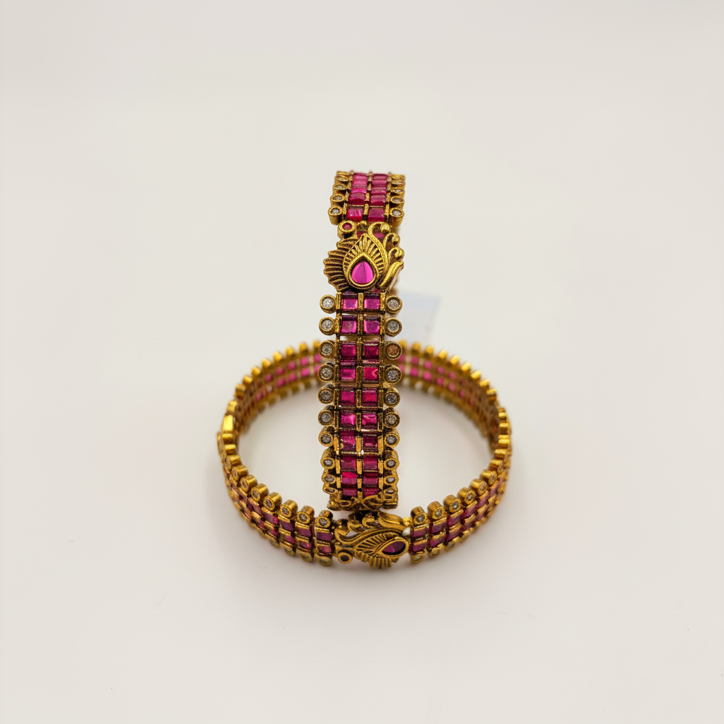 Antique Peacock Ruby Bangles – Grand Heritage Edition