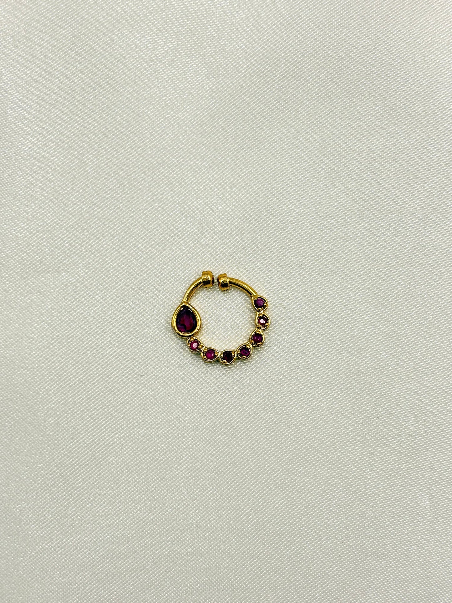 Ruby Kundan Nose Pin – Gold Finish Open Nose Ring