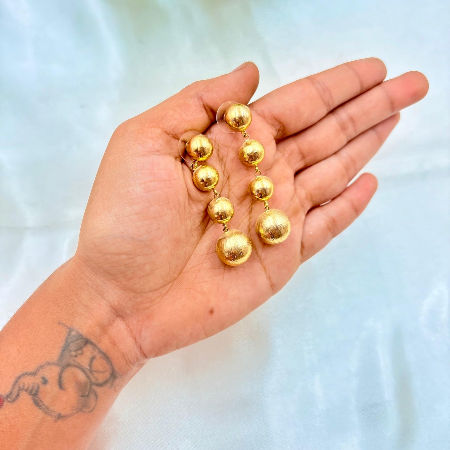 Antique Gold Multi-Ball Drop Earrings