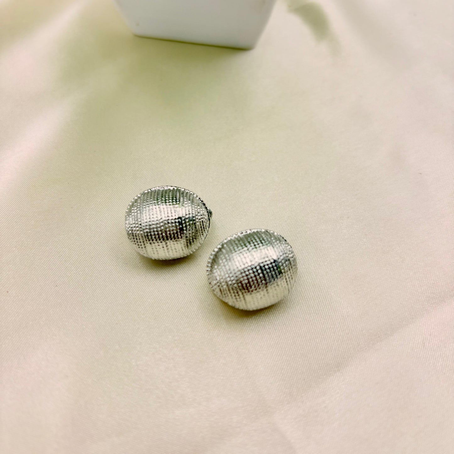 Textured Silver Dome Stud Earrings