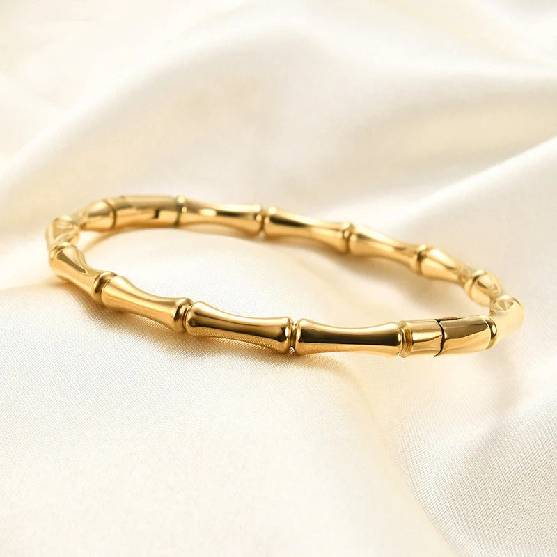 Anti-Tarnish Bamboo Design Bracelet – Imitation Gold Finish