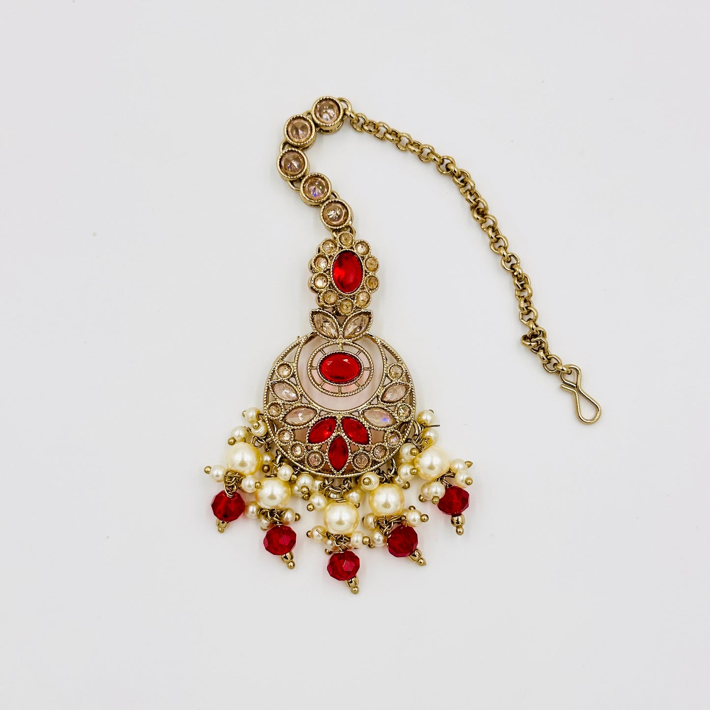 Red Kundan Bridal Choker Necklace Set with Pearls & Jhumka Earrings