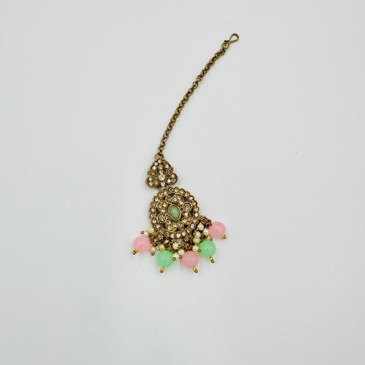 Antique Gold-Plated Kundan Choker Necklace Set with Pearls & Jhumka Earrings