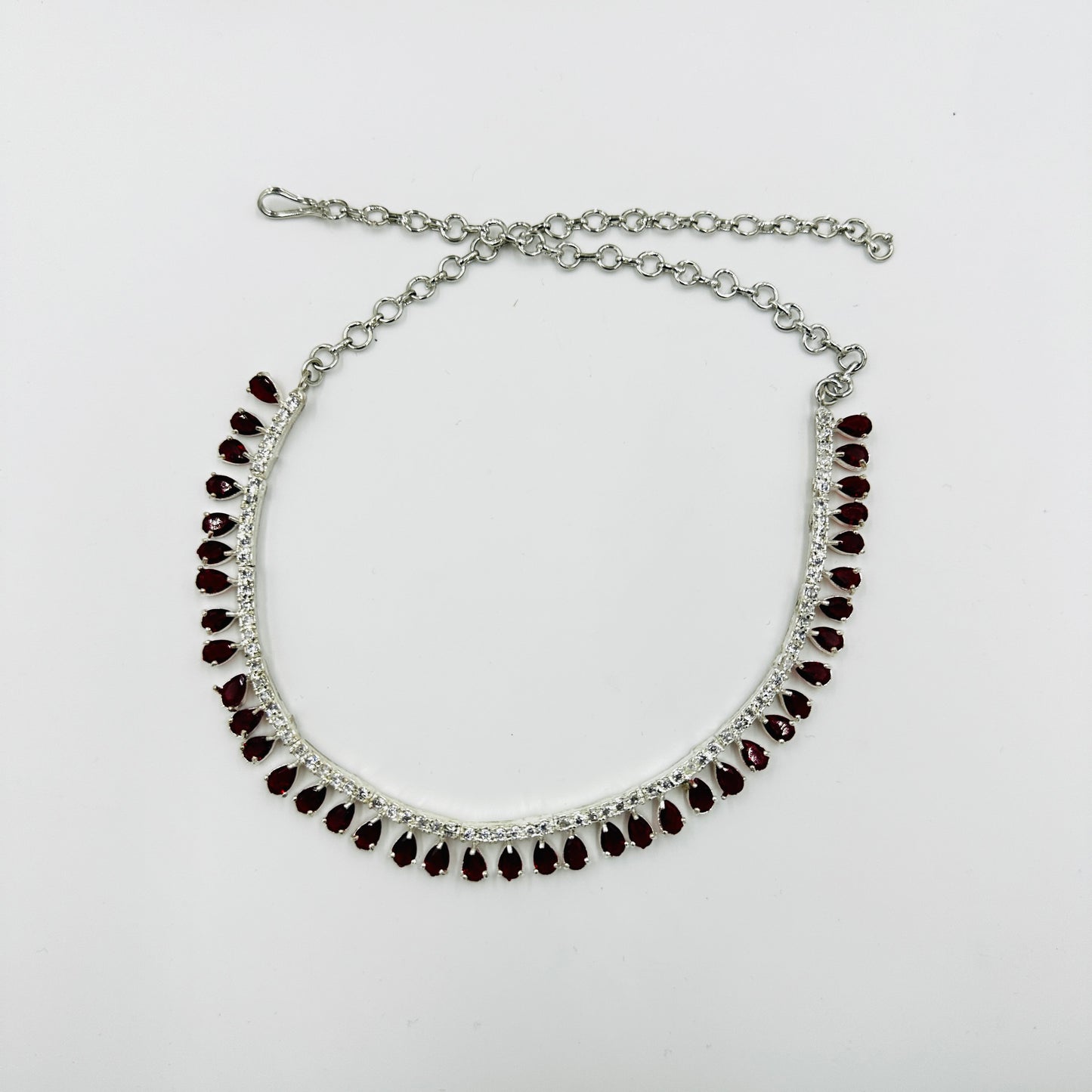 Elegant Ruby Red Stone Necklace Set with Matching Earrings