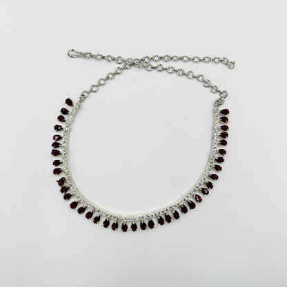 Elegant Ruby Red Stone Necklace Set with Matching Earrings