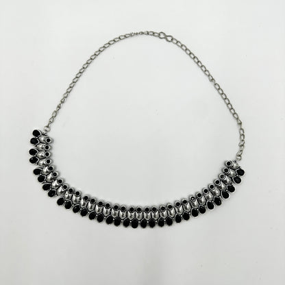 Elegant Black Stone Oxidized Necklace Set with Earrings – Traditional Choker Jewelry