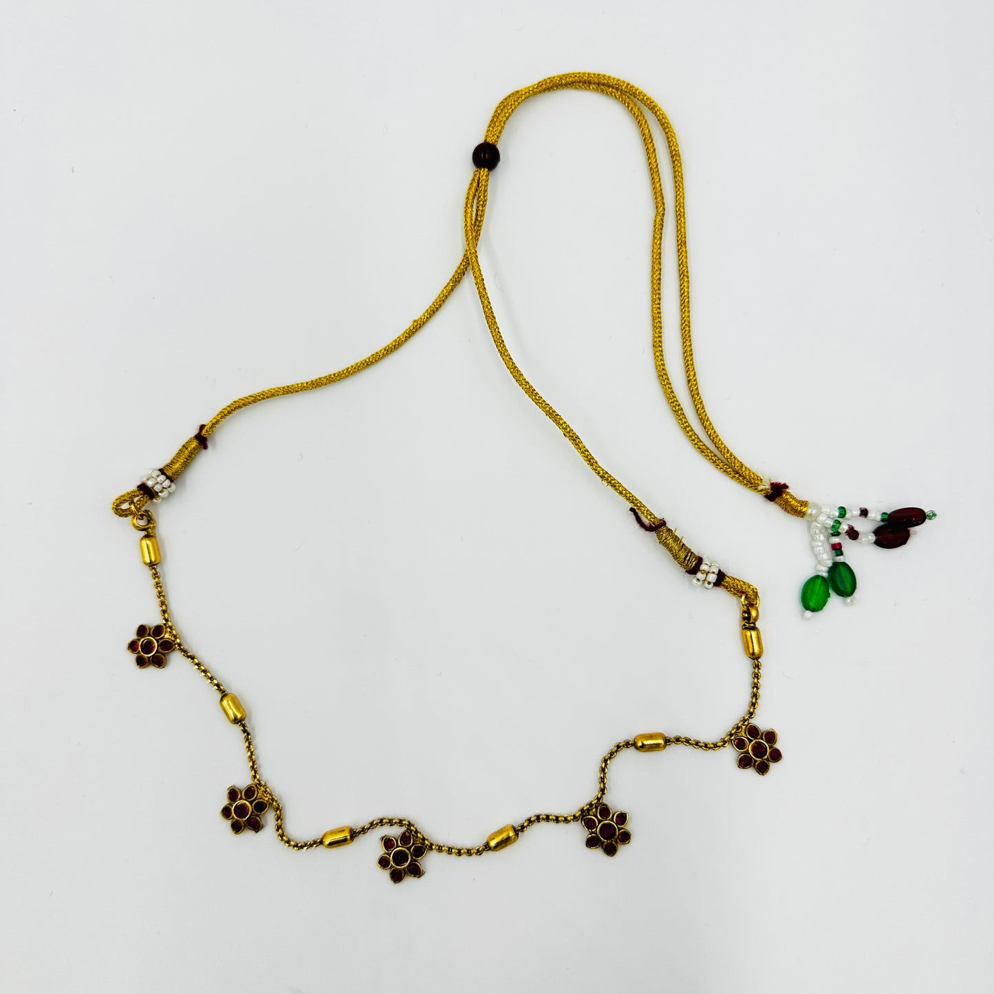 Floral Ruby Red Enamel Necklace Set with Earrings