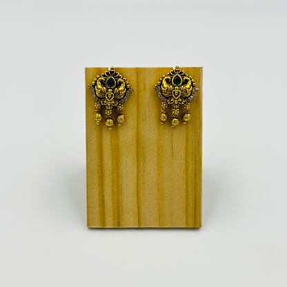 Antique Gold-Toned Temple Necklace Set with Earrings
