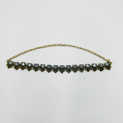 Antique Silver-Tone Choker Necklace Set with Earrings