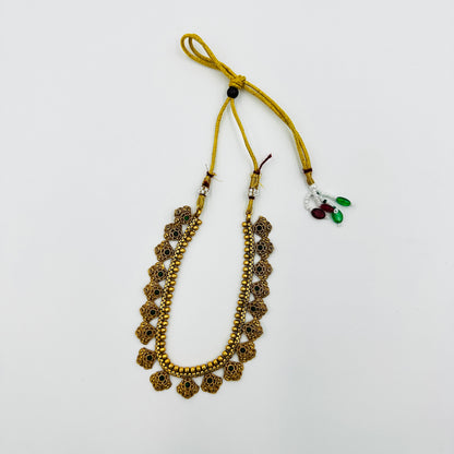 Antique Gold-Tone Choker Necklace Set with Earrings