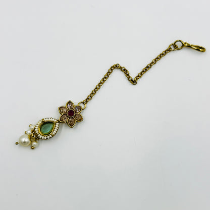 Multicolor Kundan Necklace Set with Earrings & Maang Tikka
