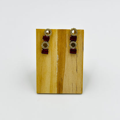 Ruby Red Stone Necklace Set with Matching Earrings