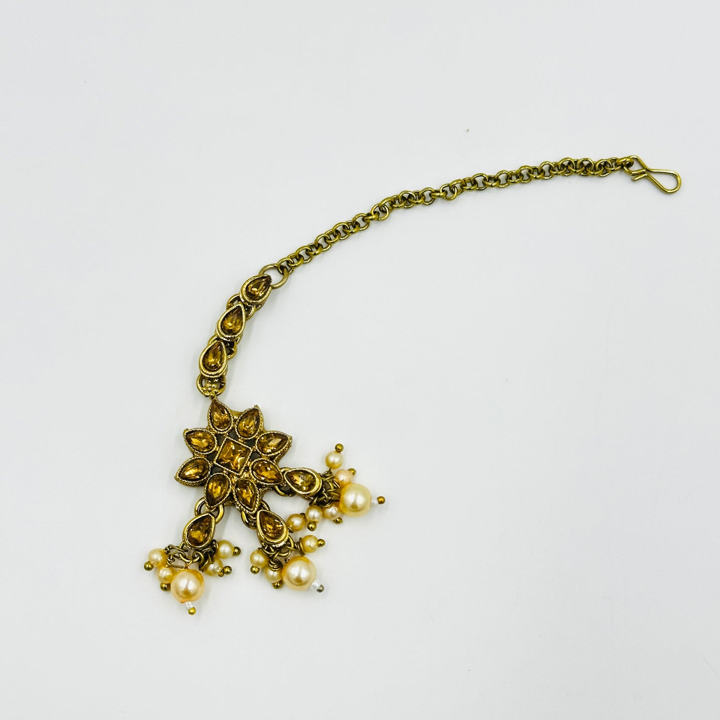 Gold-Plated Kundan & Pearl Choker Necklace Set with Earrings & Maang Tikka