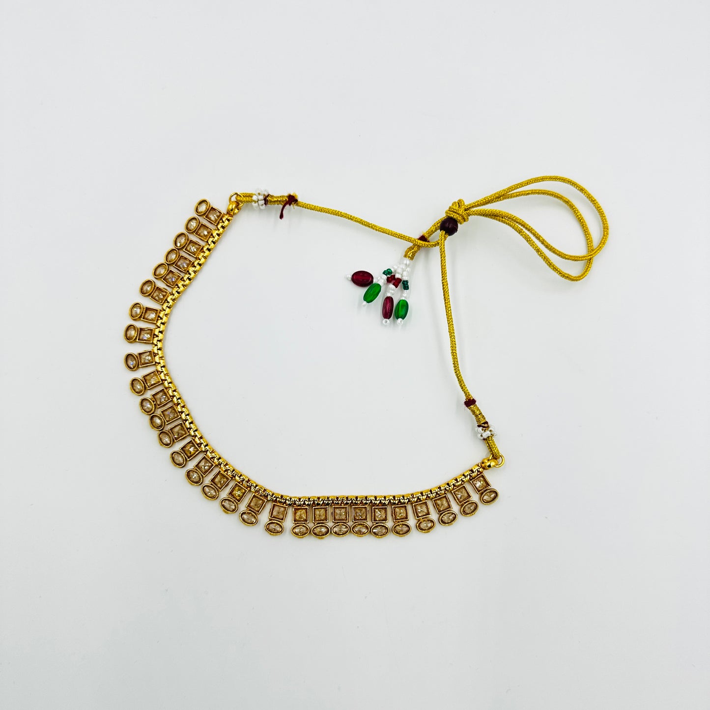 Elegant Kundan Choker Necklace Set with Earrings – Gold-Plated