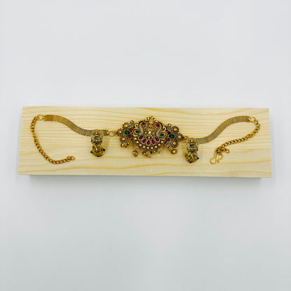 Antique Gold-Plated Temple Jewelry Vanki Style Bracelet with Earrings