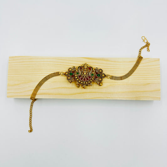 Antique Gold-Plated Temple Jewelry Vanki Style Bracelet with Earrings
