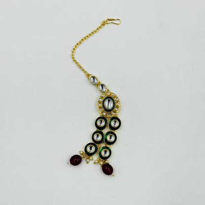 Grand Multi-Layer Kundan Necklace Set with Earrings & Maang Tikka – Bridal Jewelry