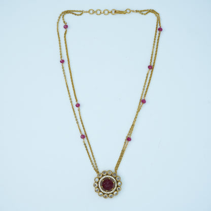 Crimson Blossom Pendant Necklace – Ruby Red Elegance
