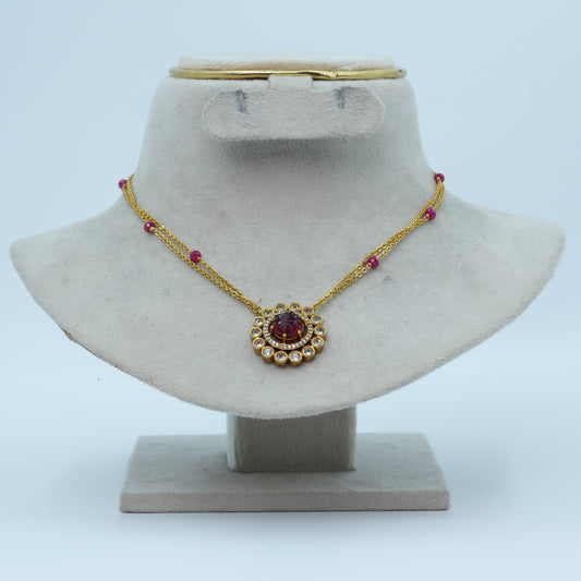 Crimson Blossom Pendant Necklace – Ruby Red Elegance
