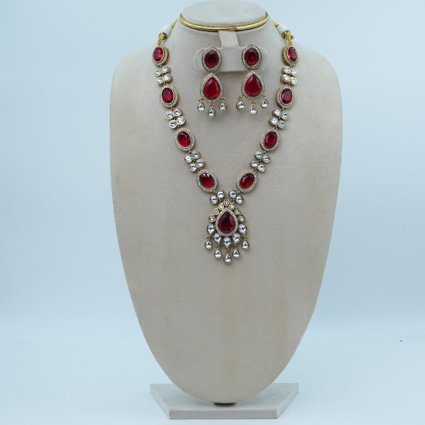 Royal Ruby Kundan Necklace Set – Statement Bridal Elegance