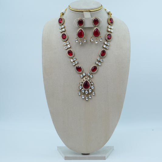 Royal Ruby Kundan Necklace Set – Statement Bridal Elegance