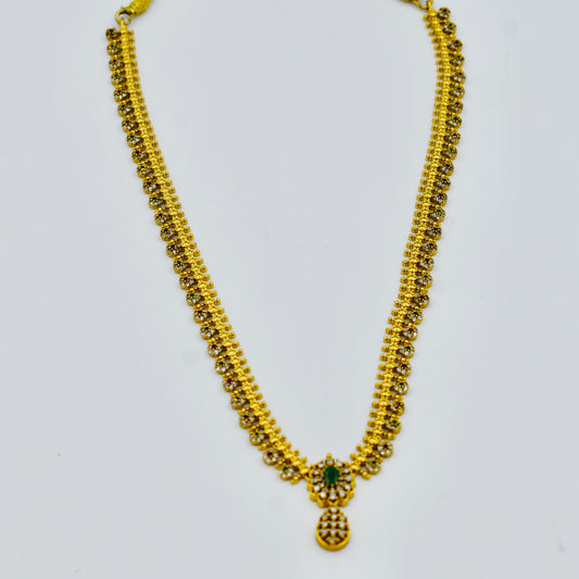 Emerald Elegance Necklace Set – Gold-Plated Imitation Jewellery