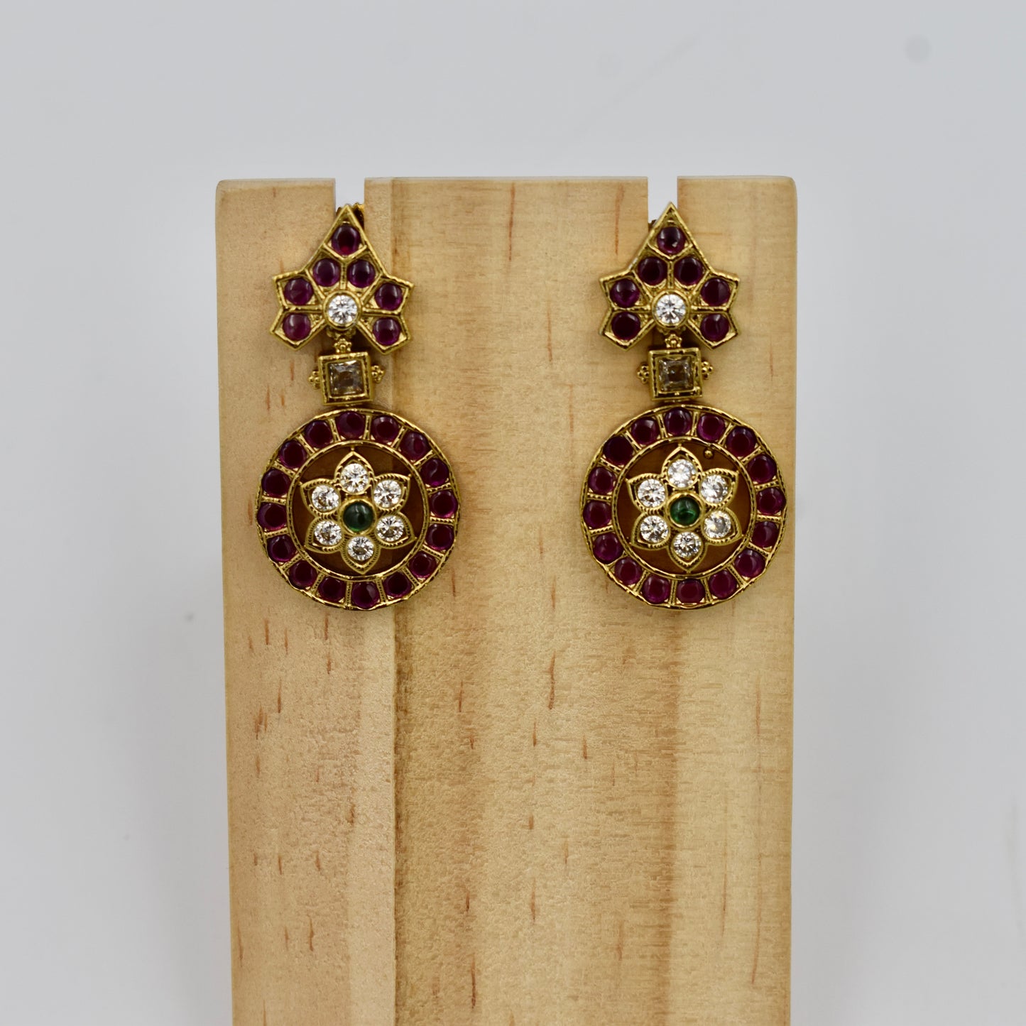 Royal Ruby Circle Necklace Set – Imitation Gold Temple Finish